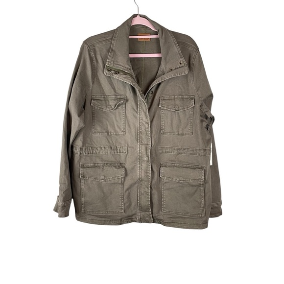 Judy Blue Olive Green Utility Jacket 3XL Cotton Blend Button Front Pockets NWT - Picture 2 of 7